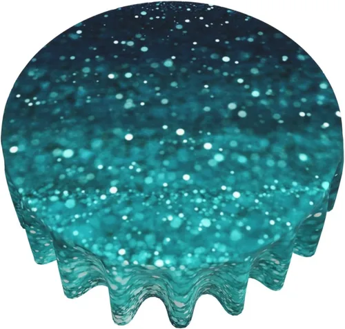 Miniatura 36 de Mantel redondo de 60 pulgadas, mantel de estrellas rojas y blancas (apto para mesa de 20 a 47 pulgadas) para cenas, reuniones familiares, decoración