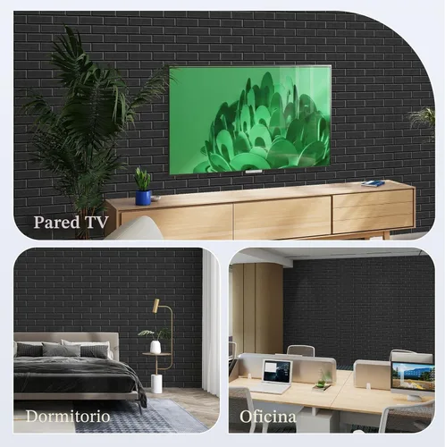 Miniatura 7 de ArtVivid Paquete de 12 paneles acústicos, 12 x 12 x 0.4 pulgadas, autoadhesivos, patrón de ladrillo 3D, paneles de pared decorativos para amortiguar