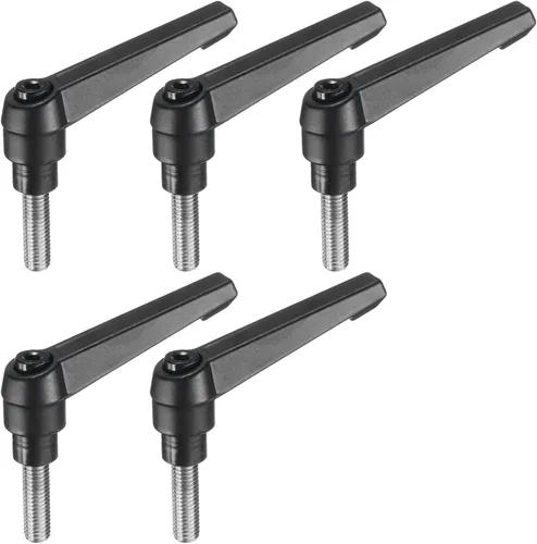 Miniatura 17 de uxcell 5 piezas de manija de palanca de sujeción ajustable M5 x 1.969 in de óxido negro métrico de acero al carbono macho roscado perillas de mano