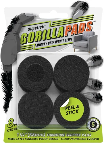 Miniatura 8 de Slipstick GorillaPads - Almohadillas antideslizantes para muebles/pies agarradores, protectores de piso de goma autoadhesivos (juego de 16 unidades)