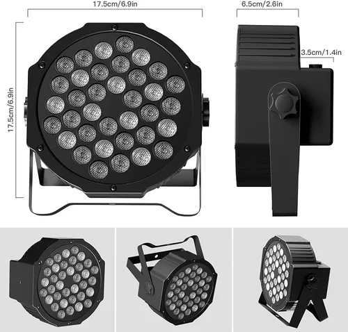 Miniatura 8 de HOLDLAMP Luces Par recargables de 36 W RGB alimentadas por batería, luces LED inalámbricas para DJ, activadas por sonido y control remoto para 1