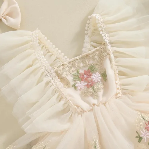 Miniatura 11 de Sasaerucure Traje de verano para bebé niña, sin mangas, mameluco de encaje tutú, mameluco de una pieza con volantes