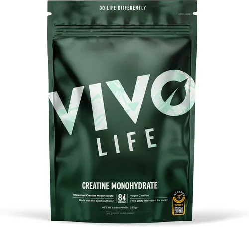 Vivo Life - Monohidrato de creatina en polvo micronizado - Vegano, sin sabor (8.8 oz, 84 porciones)