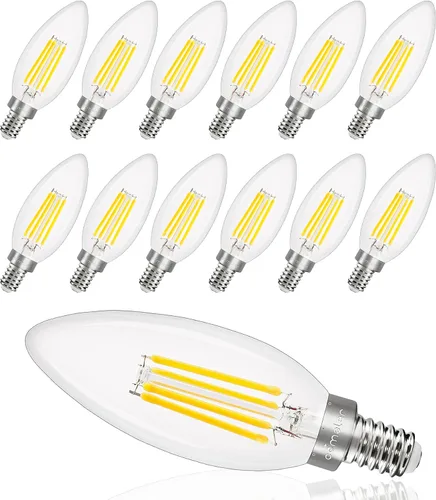 Miniatura 9 de comzler Bombilla LED E12 para candelabro regulable, bombilla de lámpara de araña 2700K blanco cálido, equivalente a 40W, bombillas tipo B
