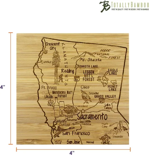 Miniatura 7 de Totally Bamboo California State Puzzle - Juego de posavasos de bambú de 4 piezas con estuche