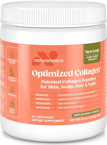 Naturenetics Péptidos de colágeno para el cabello, la piel y las uñas – Apoya la hidratación de la piel y la fuerza del cabello – Colágeno