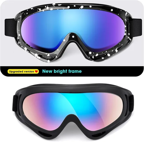 Miniatura 2 de Braylin Paquete de 2 gafas de esquí de nieve, gafas de snowboard para hombres, mujeres, jóvenes, niños, niños o niñas, gafas de moto de nieve
