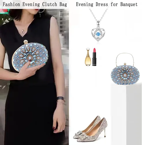 Miniatura 6 de Bolsos de mano de noche con diamantes de imitación para mujer, bolso de mano de boda, bolso de fiesta de novia, diamantes de graduación, bolsos