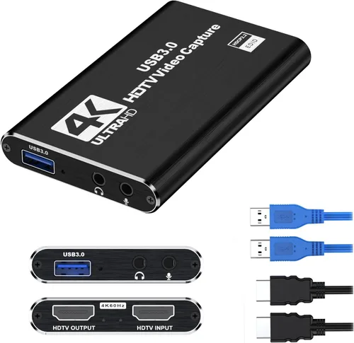 dobestyou Tarjeta de Captura 4K para Transmisión, Grabación y Juegos – Dispositivo de Captura de Video HDMI con USB 3.0, 1080p 60fps, Sin Latencia