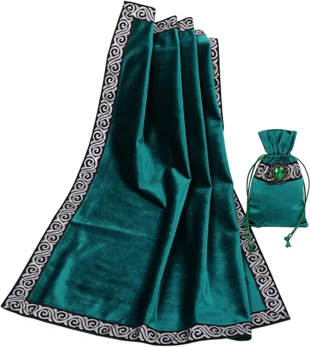 Miniatura 30 de BLESSUME Paño de mesa y bolsa de terciopelo de bruja Altar Tarot Paño cuadrado de adivinación (rosa)