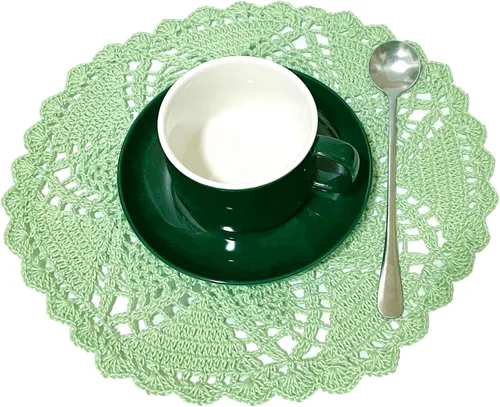 Miniatura 2 de Mantel Individual de Encaje de 11 a 12 Pulgadas Tapetes de Mesa Redondos Hechos a Mano Tapete de Ganchillo Cocina Vajilla Posavasos para Taza