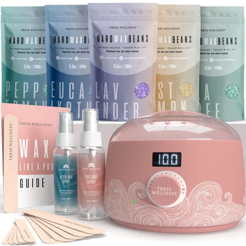 Miniatura 21 de Kit de depilación Tress Wellness para piel sensible, seguro para cara y piel, spray de preparación y cuidado posterior, fácil de usar, kit para uso