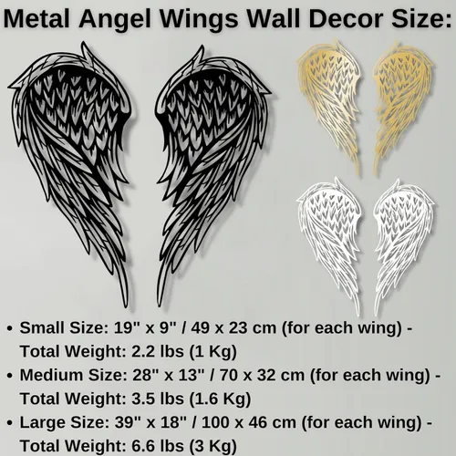 Miniatura 4 de Arte de pared de metal, alas de ángel de metal, decoración de pared de alas de ángel, arte de pared de alas de ángel de metal, aniversario - regalos