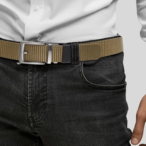 Miniatura 4 de Cinturones de trinquete de liberación rápida para hombre, cinturón de nailon reversible dos en uno para hombre casual y vestido deportivo