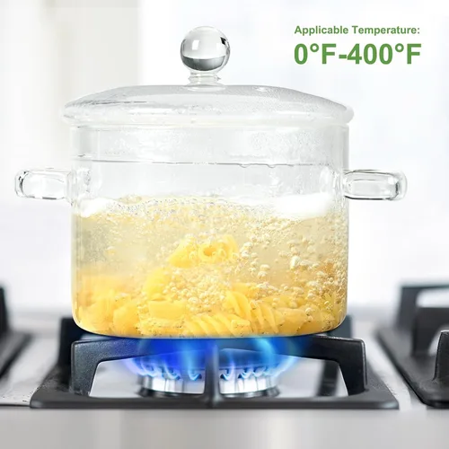 Miniatura 3 de Ollas de vidrio para cocinar en la estufa, olla a fuego lento de 1.5L/50 onzas con tapa, alto borosilicato, olla de vidrio de seguridad resistente