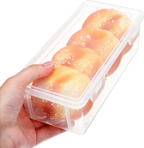 Miniatura 7 de SHOWERORO Recipiente hermético para pan, transparente para almacenamiento de alimentos y organización de aperitivos, 7.1 x 3.1 x 2.4 pulgadas