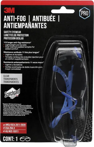 3M Gafas antivaho con protector Scotchgard, negro/azul, lente transparente