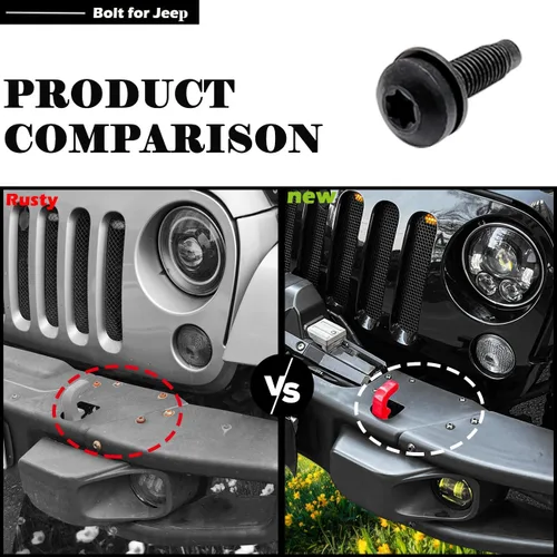 Miniatura 3 de Tornillos para Jeep Wrangler JK, pernos M8 aplicados al marco del parabrisas, barra antivuelco, portón trasero, bisagras duras de puerta, soportes