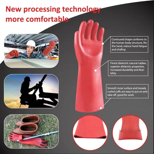 Miniatura 5 de 2 guantes aislantes para trabajo eléctrico de alto voltaje, guantes protectores cómodos para trabajar al aire libre e interior, ropa aislante