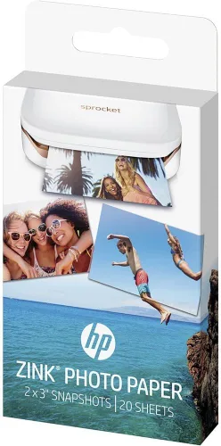 HP ZINK(R) papel de fotografía con parte posterior adhesiva, 2 x 3 pulgadas, 20 hojas, discontinuado por el fabricante