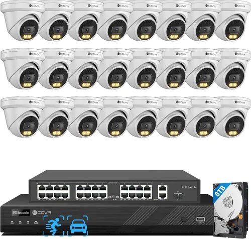 Miniatura 11 de 4COVR Sistema de cámara de seguridad de 16 canales, comunicación bidireccional y visión nocturna a todo color inteligente, detección inteligente AI