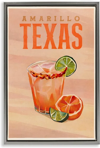 Miniatura 11 de Stupell Industries Amarillo Texas Cocktail Framed Floater Canvas Wall Art Design by The Whiskey Ginger, Brown Floater Frame, 21 x 31