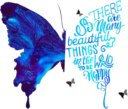 Maydahui Adhesivo decorativo para pared con diseño de mariposa azul, con frases inspiradoras (24 x 30 pulgadas), removible, grande, motivacional,