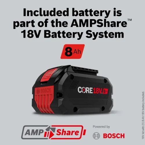 Miniatura 7 de Bosch GXS18V-12N14 Kit de inicio de 18V con (1) batería de alta potencia CORE18V® de 8 Ah y (1) cargador de batería rápido