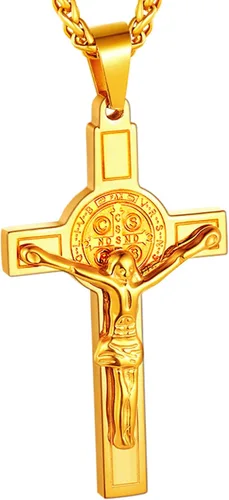U7 Russian Orthodox Cross PendantPraying HandsIchthys Sign for Men Women Stainless Steel 18K Gold Plated Jesus Pendant Christian Religious Necklaces