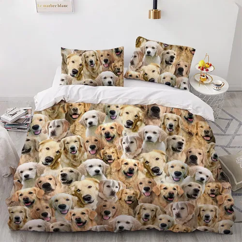 Miniatura 20 de Airedale Terrier - Juego de funda de edredón con estampado de cara de perro, juego de ropa de cama de 3 piezas, juego de funda de edredón suave