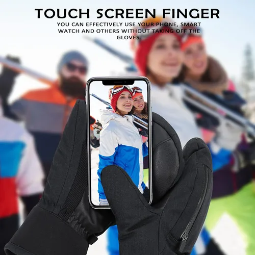 Miniatura 5 de Century Star Guantes de esquí para hombres y mujeres, guantes de snowboard para pantalla táctil, guantes de nieve impermeables para motos de nieve
