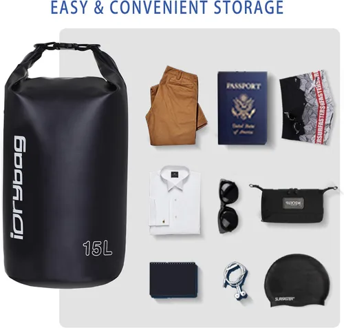 Miniatura 4 de IDRYBAG Bolsa seca para kayak impermeable 2L/5L/10L/15L/20L, pequeña bolsa impermeable para navegación