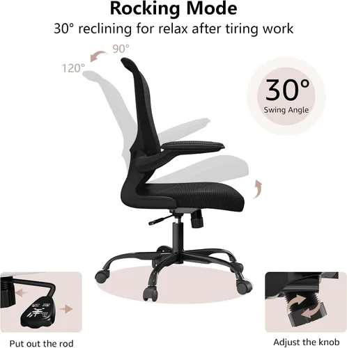 Miniatura 7 de Silla de oficina ergonómica, cómoda silla giratoria para oficina en casa, silla de escritorio de malla transpirable, silla de computadora de apoyo