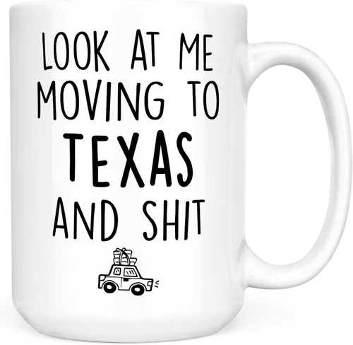 Miniatura 14 de Sweet & Salty Taza con texto en inglés «Look at Me Moving to Texas», regalos de bienvenida a Texas, regalo divertido para amigos que se mudan fuera
