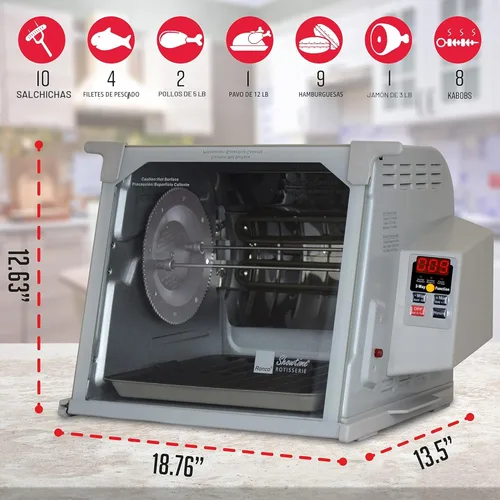 Miniatura 3 de Ronco ST5000PLAT Asador Rotatorio Digital Showtime, Edición Platino, Cocina los Alimentos Perfectamente Cada Vez, 3 Modos de Cocción: Asar, Sellar