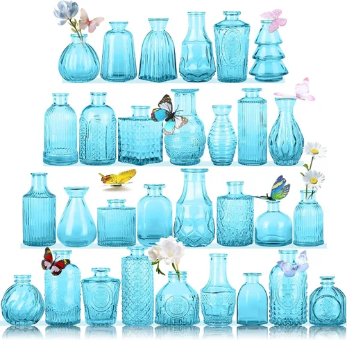 Miniatura 14 de Jarrones de Vidrio para Capullos en Juego a Granel de 30 Piezas, Pequeños Jarrones de Vidrio para Flores como Centros de Mesa de Boda para Mesas