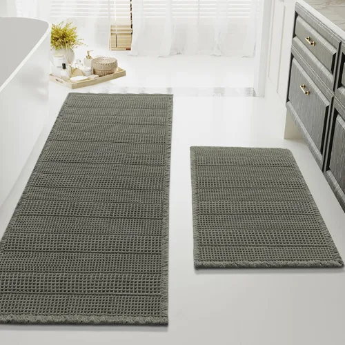 Miniatura 36 de H.VERSAILTEX Alfombra de baño de goma eva súper absorbente, alfombras de baño antideslizantes para piso de baño, alfombras de baño lavables a Crema