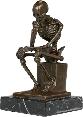 Miniatura 2 de Estatuas de bronce de esqueleto pensador esculturas de Rodin TPE-998 Figuras de metal para decoración del hogar, 10 piezas