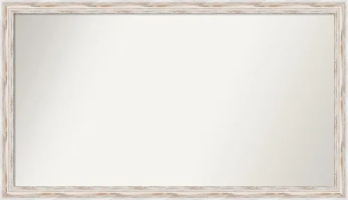 Miniatura 259 de Amanti Art Espejo de baño blanco para sobre el fregadero, 30 x 35 pulgadas, espejo de tocador rectangular estrecho de Eva de oro blanco, marco