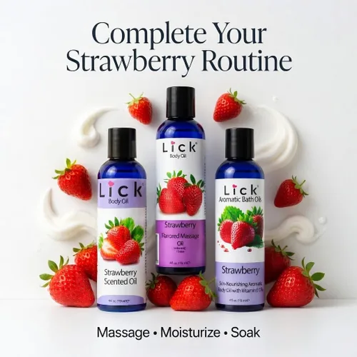 Miniatura 9 de Lick Aceite de masaje con sabor a fresa con vitamina E natural, aceite corporal comestible cálido para masaje de parejas, suave de larga duración