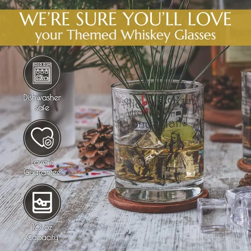 Miniatura 5 de Greenline Goods Vasos de whisky - Alicia en el país de las maravillas (juego de 2) Literatura Rocas Vidrio con Lewis Carroll Libro Imágenes &