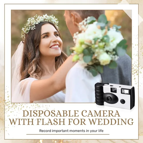 Miniatura 5 de Treela Paquete de 6 cámaras desechables para boda, despedida de soltera, de un solo uso, cámara flash de 1.38 pulgadas para cumpleaños, concierto