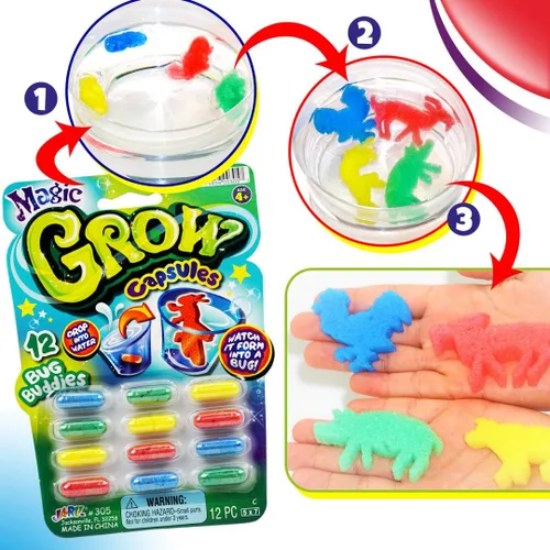 Miniatura 5 de JA-RU Magic Grow Cápsulas para niños (paquete de 2, 24 cápsulas surtidas) Juguetes de cultivo de agua, criaturas marinas de espuma, dinosaurios