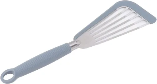 Miniatura 7 de Espátula de silicona de acero inoxidable con ranuras, espátula de cocina antiadherente para huevos, panqueques, pescados, hamburguesas (gris)