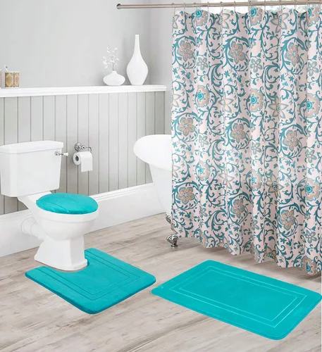 Miniatura 10 de Kids Zone Home Linen - Juego de accesorios de baño de 16 piezas: tapete de ducha antideslizante, tapete de pie de sanitario antideslizante, tapa