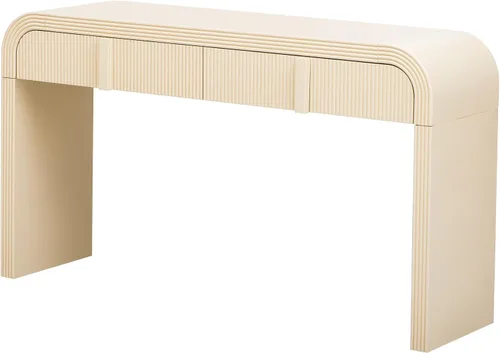 Miniatura 4 de Knocbel Mesa consola con 2 cajones ranurados, mesas de sofá modernas con curvas redondeadas únicas y superficie lisa para sala de estar, entrada, 55