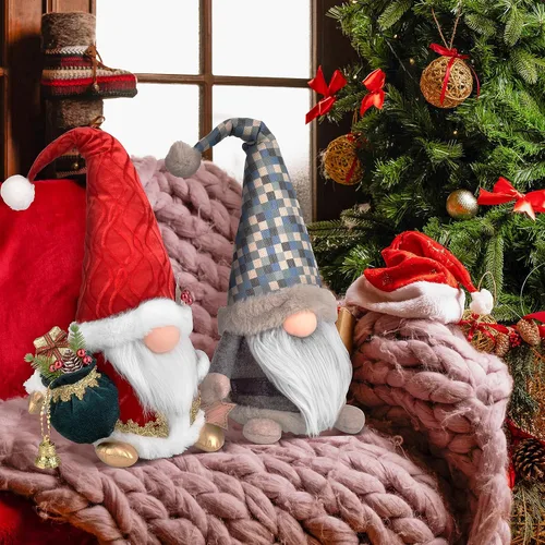 Miniatura 6 de Decoraciones navideñas de gnomo artesanal – Figura de Gonk nórdico de gran tamaño de 18 pulgadas, bonita decoración escandinava del enano Tomte