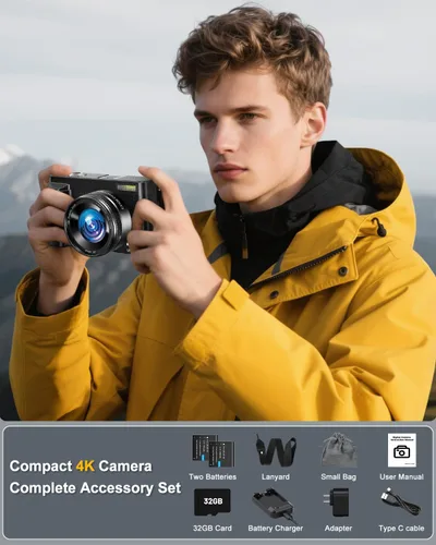 Miniatura 6 de Cámara digital, cámara digital compacta para adolescentes y adultos, para viajes, cámara de vlogging para fotografía