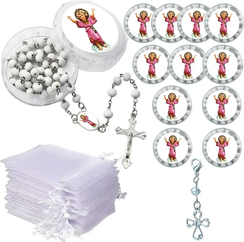 Miniatura 7 de Divino Nino Divino Niño Jesús Perfumado Rosario (12 PCS) Recuerdos de presentacion de 3 años Bautismo Party Favor Baby Jesus (rojo)