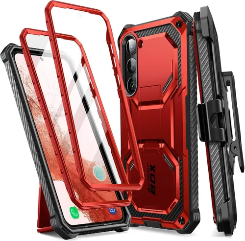 Miniatura 12 de i-Blason Armorbox - Funda para Samsung Galaxy S23 con soporte y clip para el cinturón, protector de pantalla integrado, 2 marcos frontales